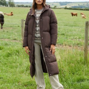 Women's Chocolate Maxi Puffer Jacket Siouxe