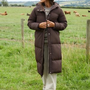 Women's Chocolate Maxi Puffer Jacket Siouxe