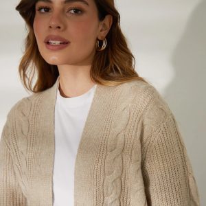 Women's Beige Cable Knit Cardigan Siouxe