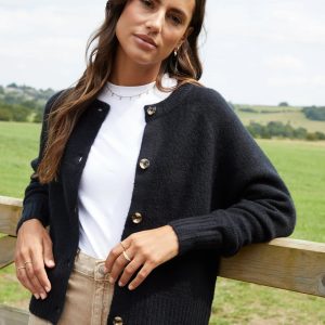 Women's Black Button Up Knitted Cardigan Siouxe