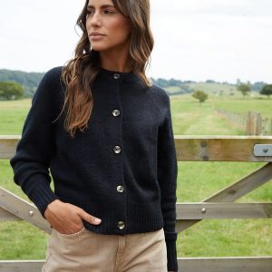 Women's Black Button Up Knitted Cardigan Siouxe