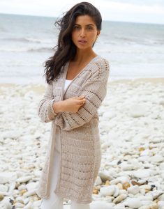Women's Stone Longline Crochet Cardigan Siouxe